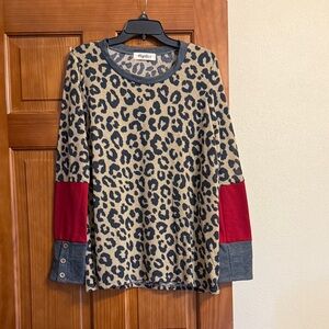 Women’s size large brand new Leopard Print Long Sleeve Top